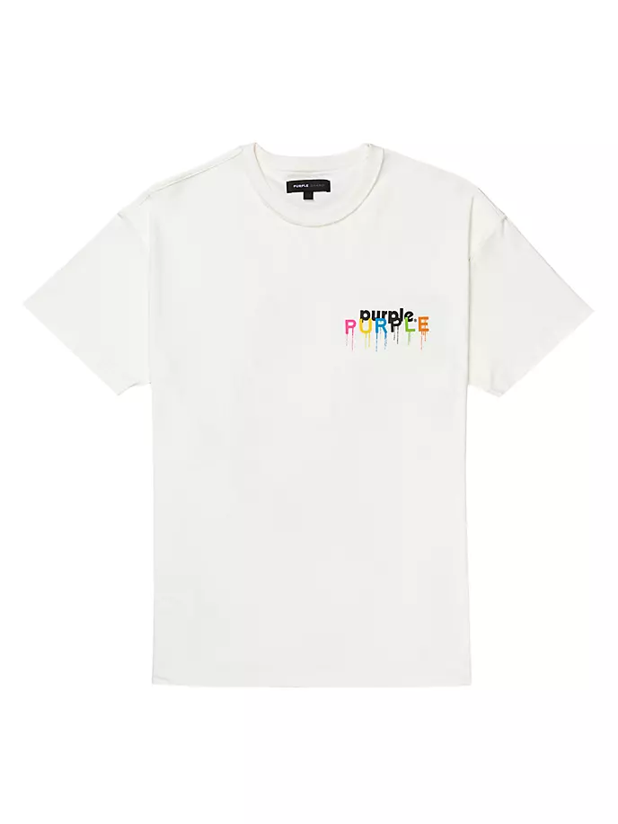 

Хлопковая футболка свободного кроя с логотипом Purple Brand, цвет off white