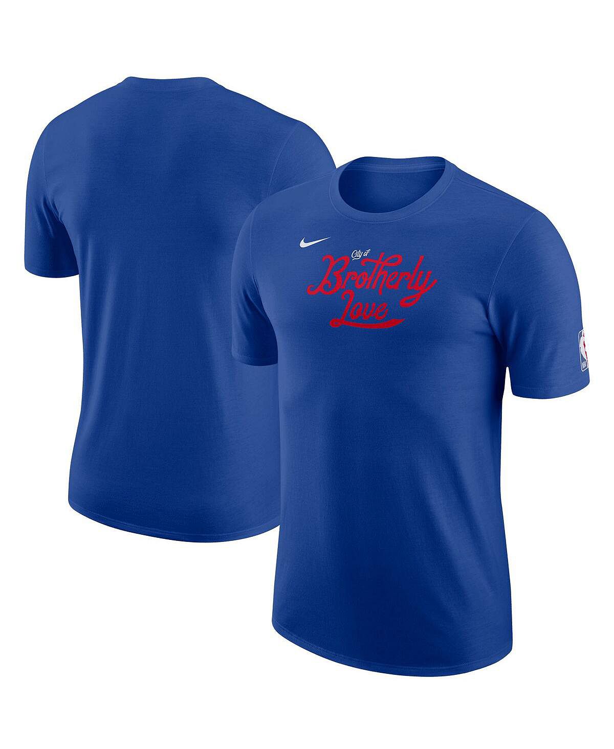 Мужская синяя футболка для разминки Philadelphia 76ers 2022/23 City Edition Essential Nike