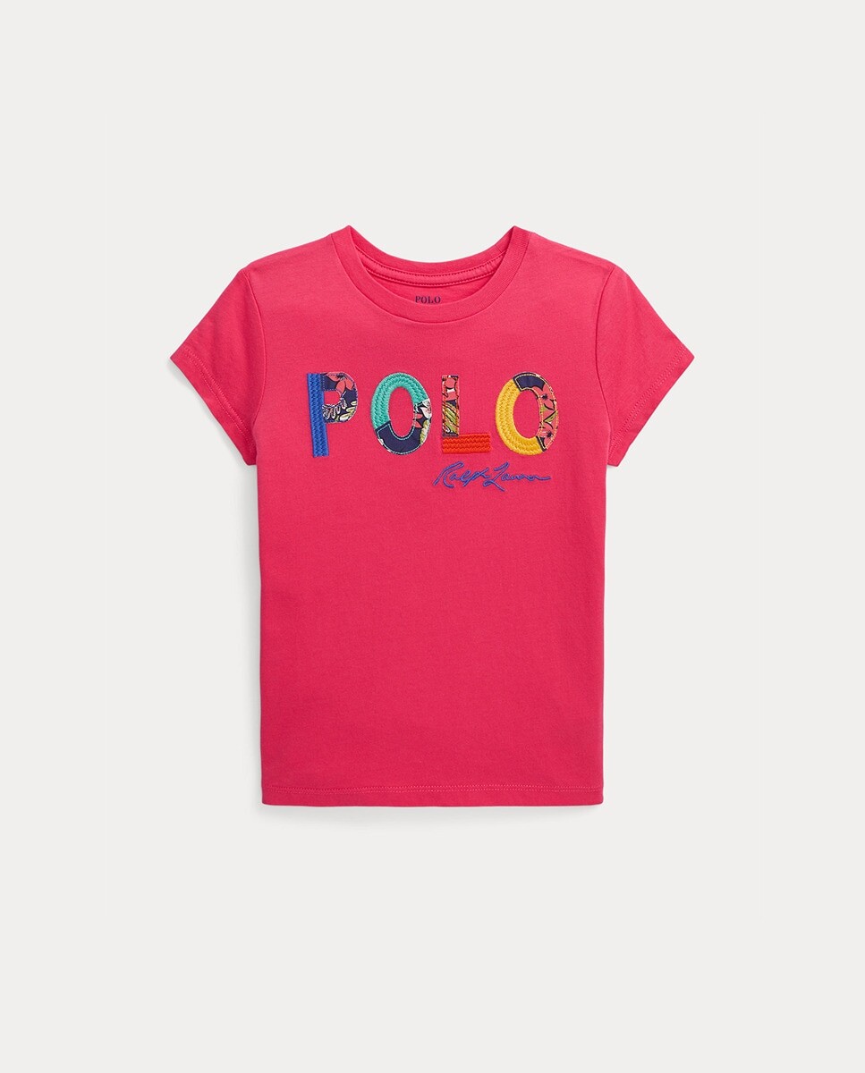 

Розовая хлопковая футболка для девочки Polo Ralph Lauren, розовый