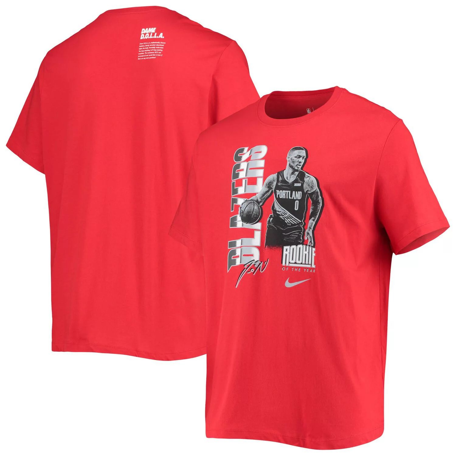 

Мужская футболка Damian Lillard Red Portland Trail Blazers Select Series «Новичок года» с именем и номером Nike