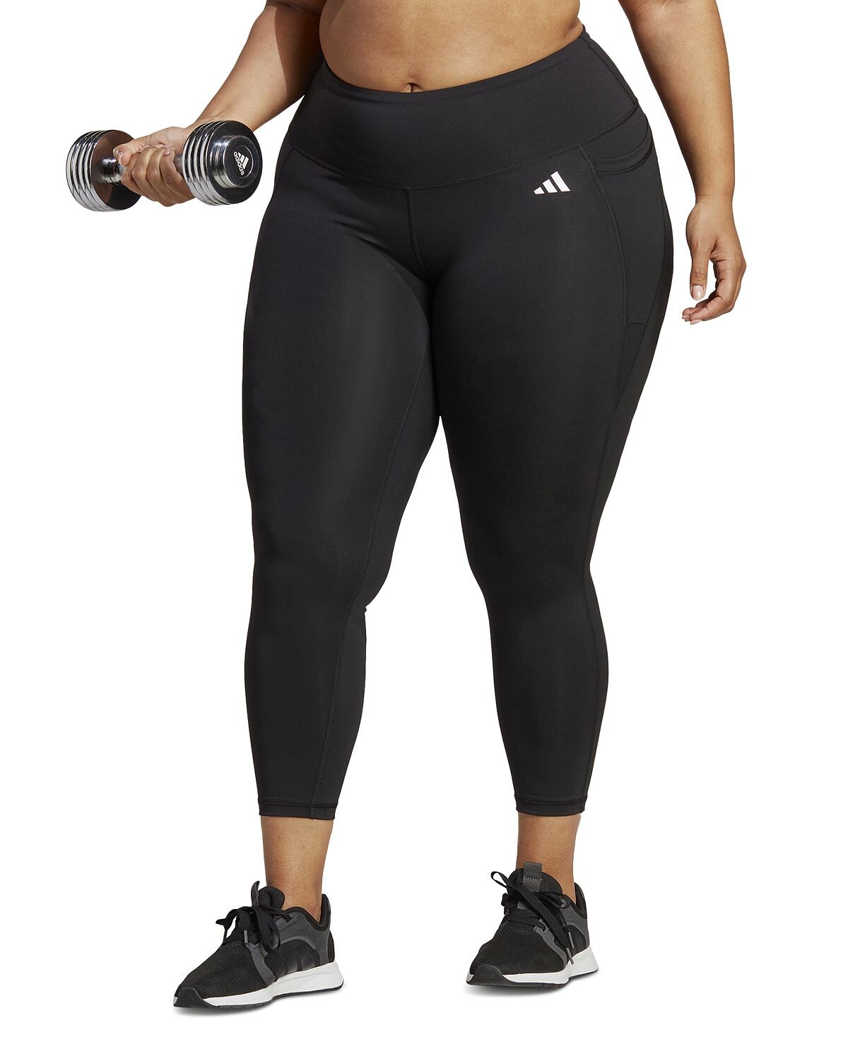 

Леггинсы для тренировок размера 7/8 с карманами Optime Stash размера плюс adidas, черный