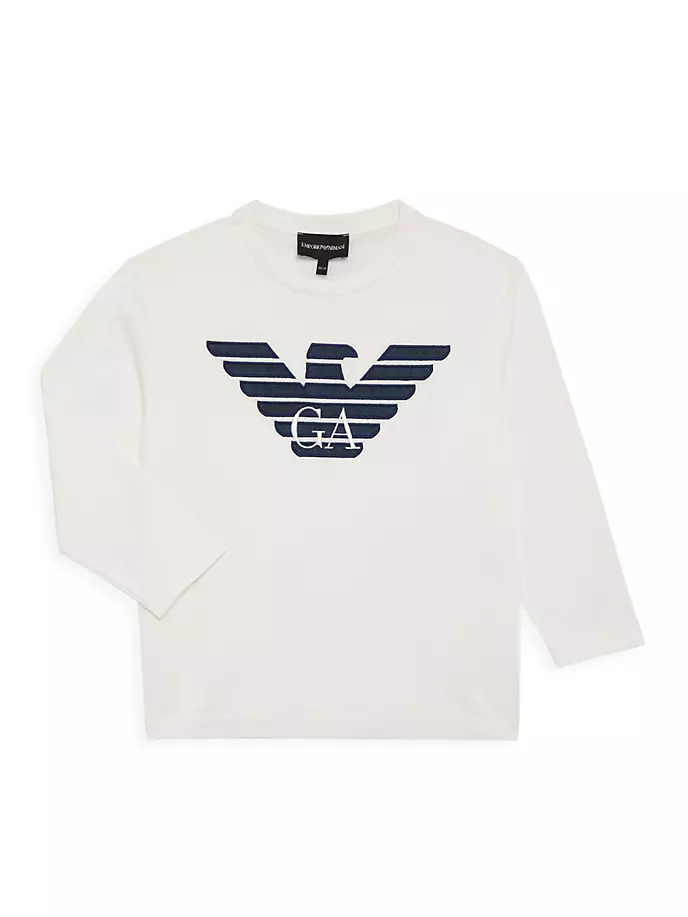 

Футболка с длинными рукавами и логотипом Little Boy's & Boy's Emporio Armani, белый