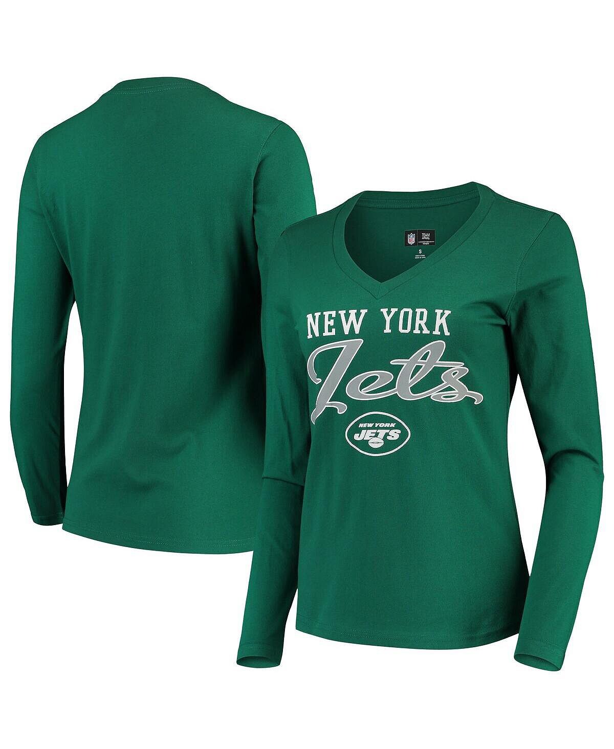 

Зеленая женская футболка New York Jets Post Season с длинными рукавами и v-образным вырезом G-III 4Her by Carl Banks, зеленый
