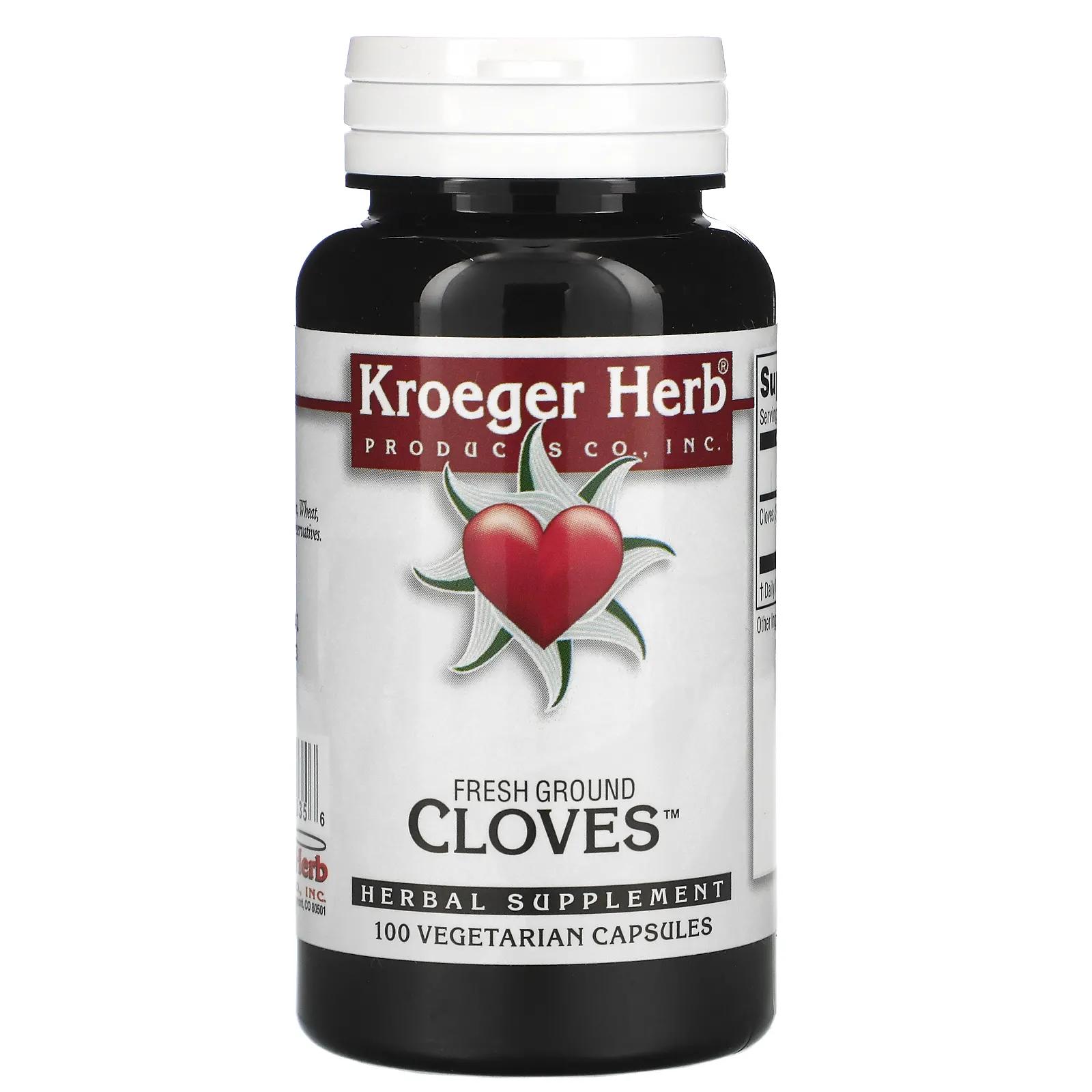 Kroeger Herb Co Свежая молотая гвоздика 100 вегетарианских капсул kroeger herb co свежемолотая гвоздика 100 вегетарианских капсул