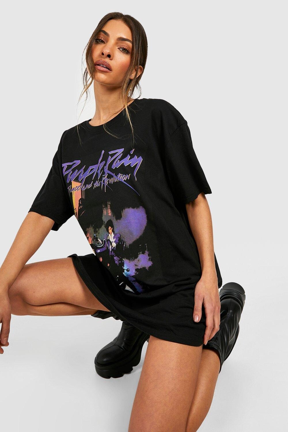 

Платье-футболка фиолетового дождя Boohoo, черный