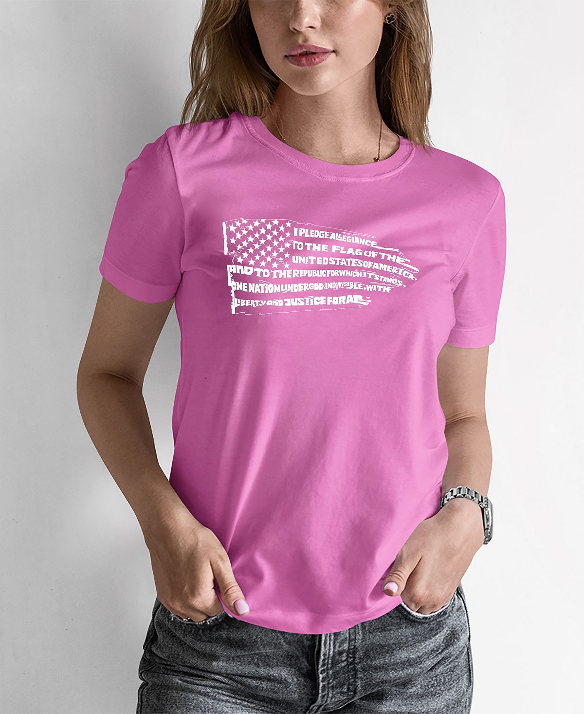 Женская футболка с надписью «Клятва верности» и флагом LA Pop Art, розовый