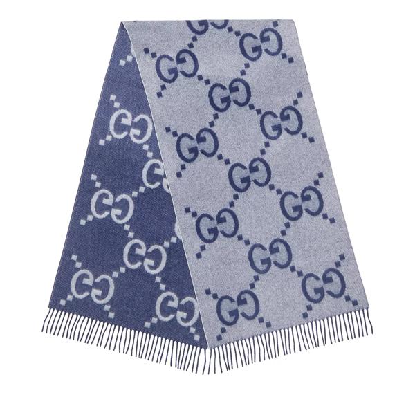 

Шарф gg scarf cashmere navy Gucci, синий