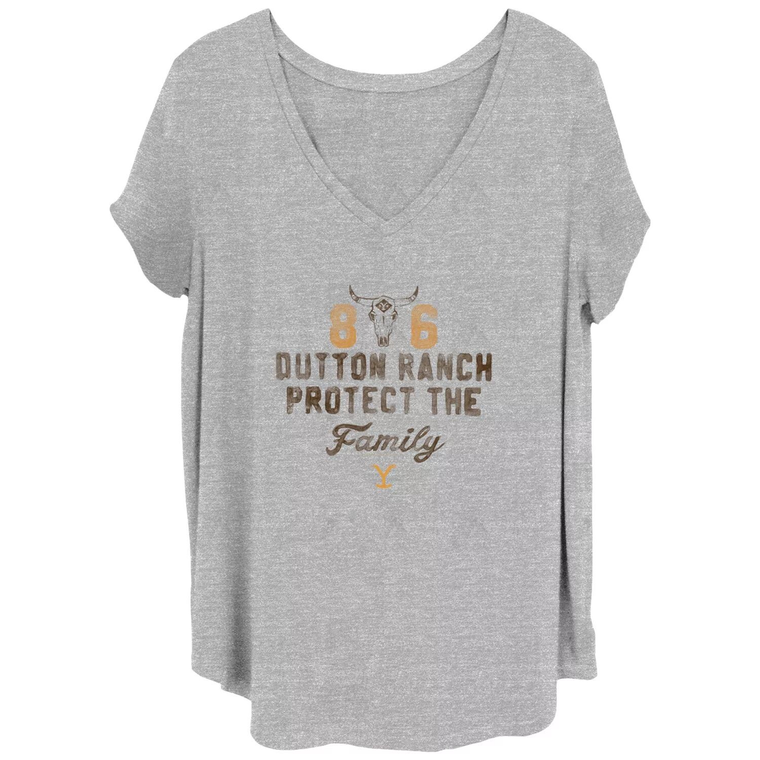 

Футболка больших размеров для юниоров Yellowstone 86 Dutton Ranch Protect The Family с графическим рисунком Licensed Character