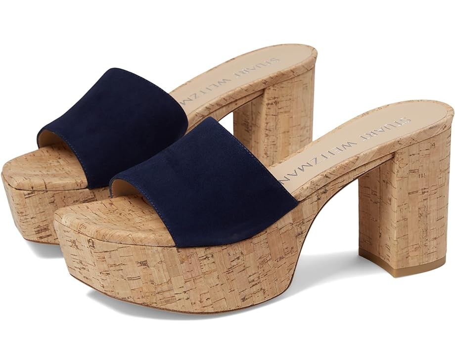 

Туфли Stuart Weitzman Squarehigh Platform 95 Slide, цвет Nice Blue