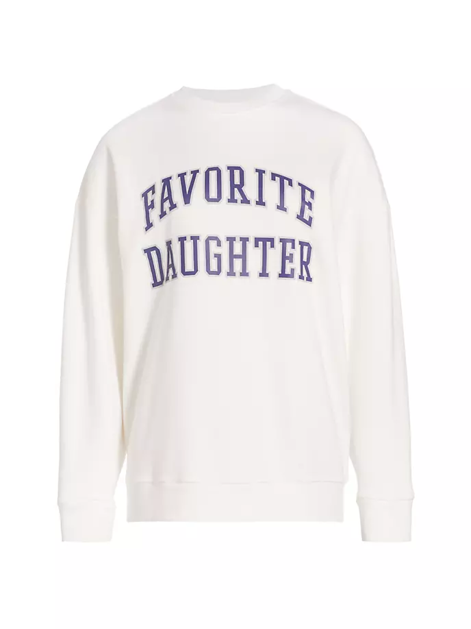 

Большая хлопковый толстовка с логотипом Collegiate Favorite Daughter, белый