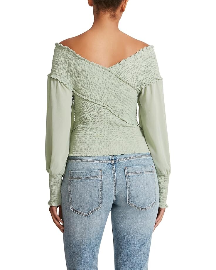 

Топ Steve Madden Long Sleeve Solid Smock Factor Top, цвет Light Sage