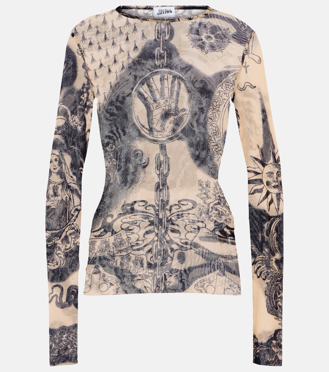 

Топ из сетки с принтом tattoo collection Jean Paul Gaultier, мультиколор