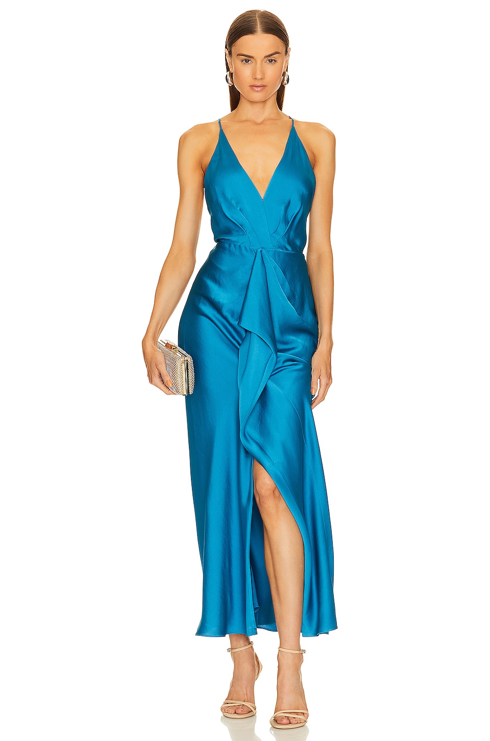 цена Платье SIMKHAI Giana Draped Gown, цвет Phthalo Blue