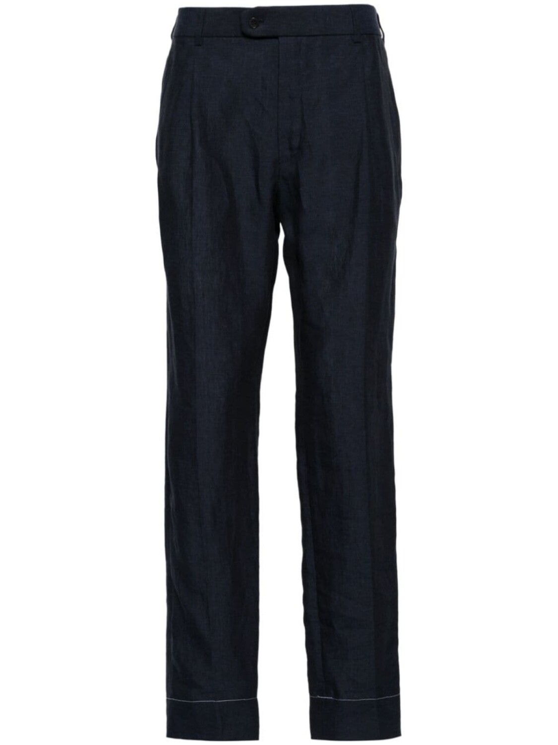 

Льняные брюки зауженного кроя Brioni, синие, Черный