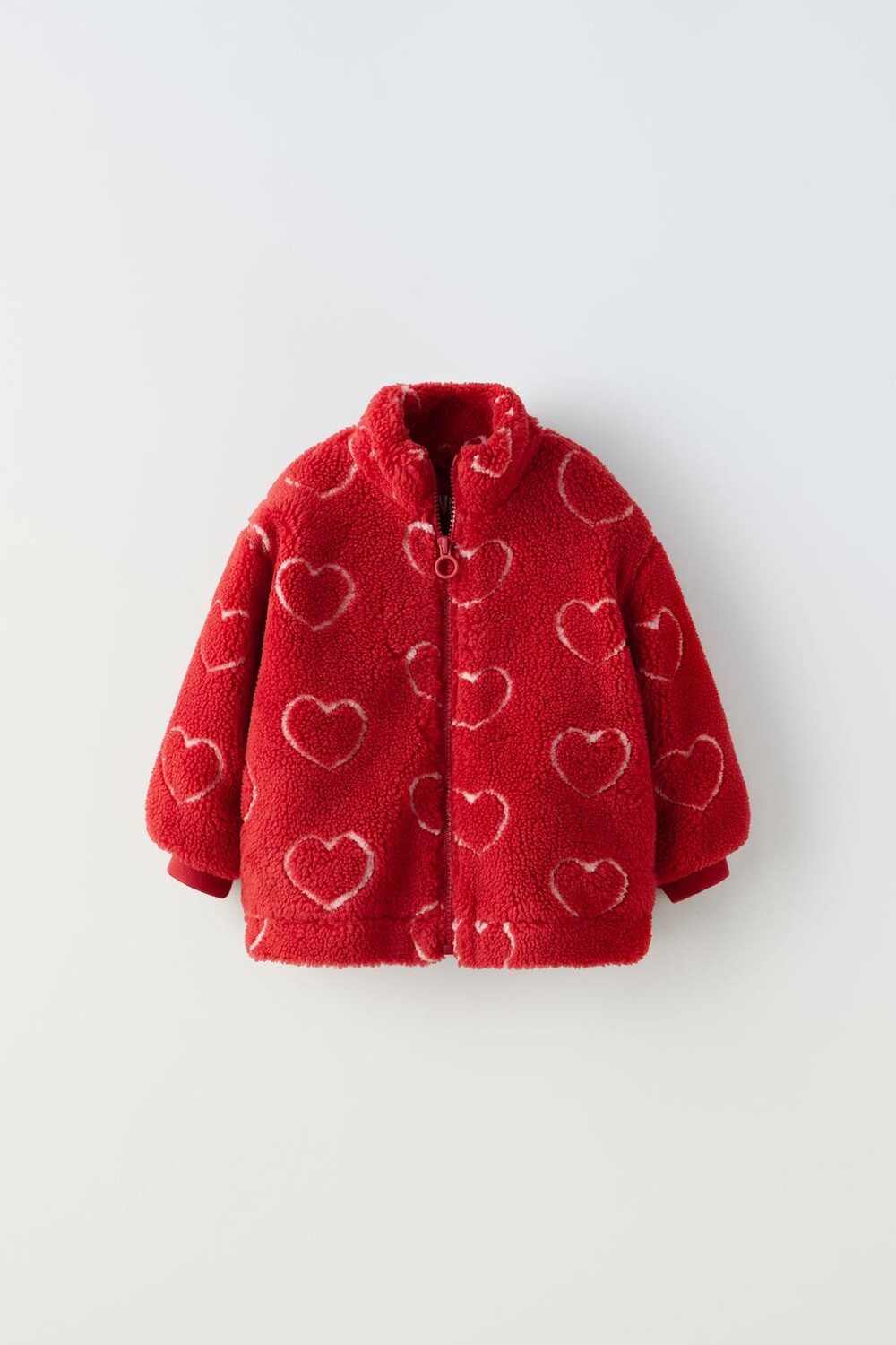 

Куртка из искусственной дучи с сердечками - лыжная коллекция ZARA, красный