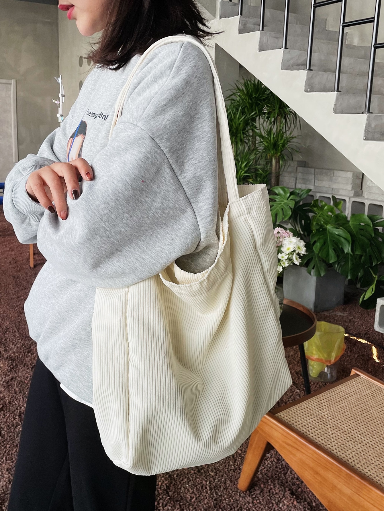 Легкая деловая повседневная минималистичная сумка-шопер для девочек-подростков, бежевый