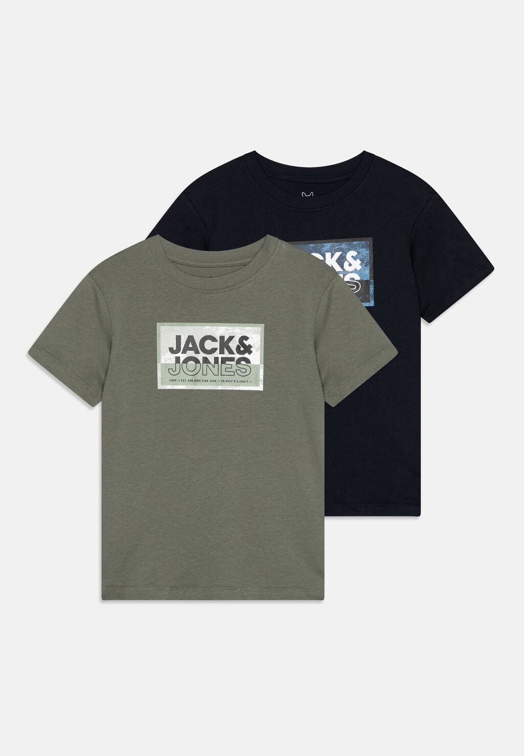 

Футболка с принтом JCOLOGAN TEE CREW 2 PACK Jack & Jones Junior, цвет navy blazer/agave green