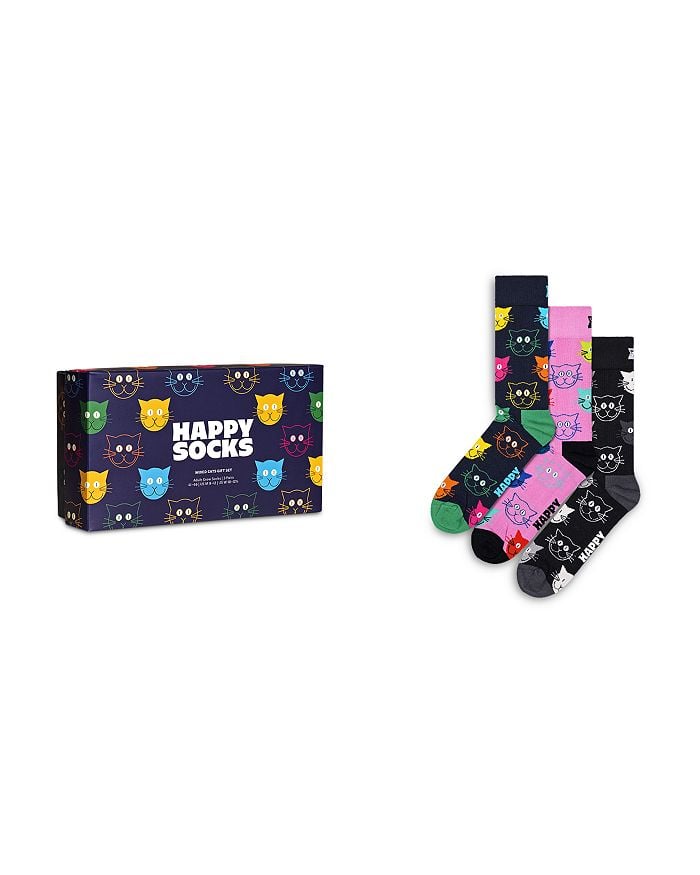 

Подарочный набор носков Happy Socks Mixed Cats Crew, 3 шт, мультиколор