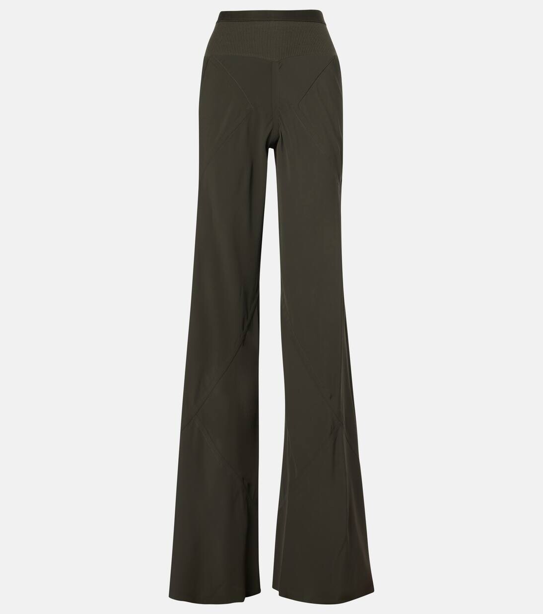 

Широкие брюки с высокой посадкой по косой Rick Owens, цвет dark dust