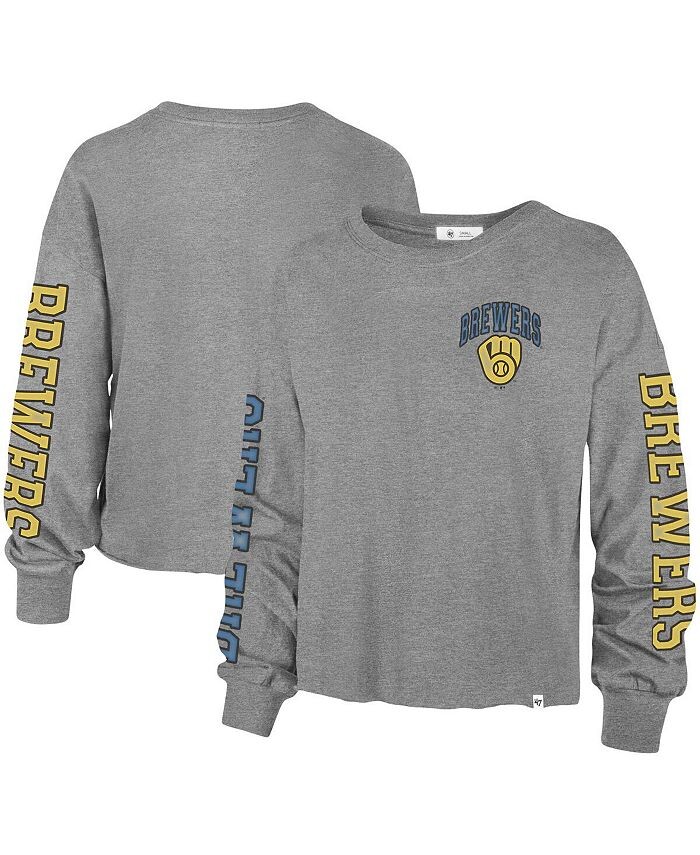 

Женская серая футболка с длинным рукавом '47 Milwaukee Brewers Ultra Max Parkway '47 Brand, серый