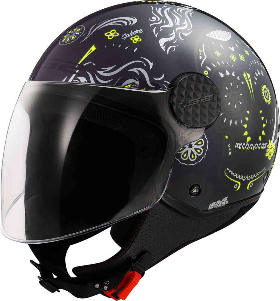 цена OF558 Sphere Lux II Maxca Реактивный шлем LS2, черный/неоново-желтый