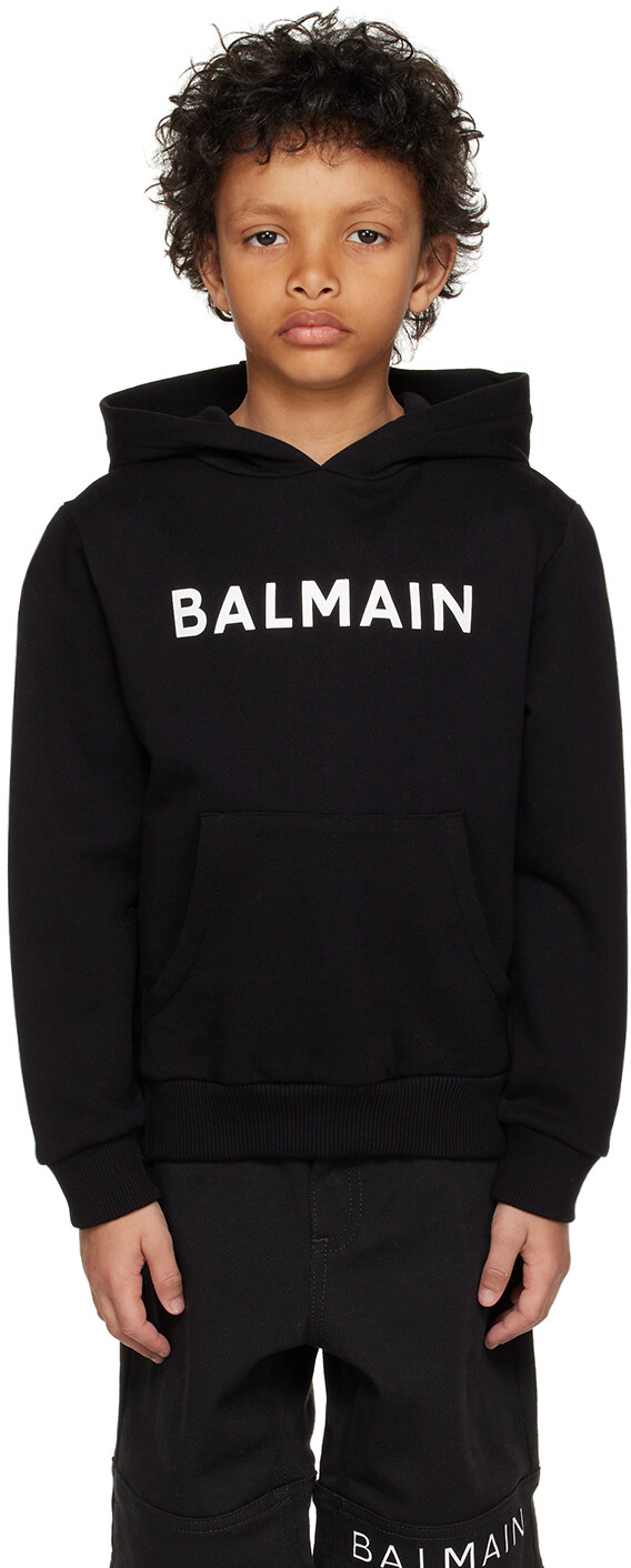

Balmain Kids Черный худи с принтом