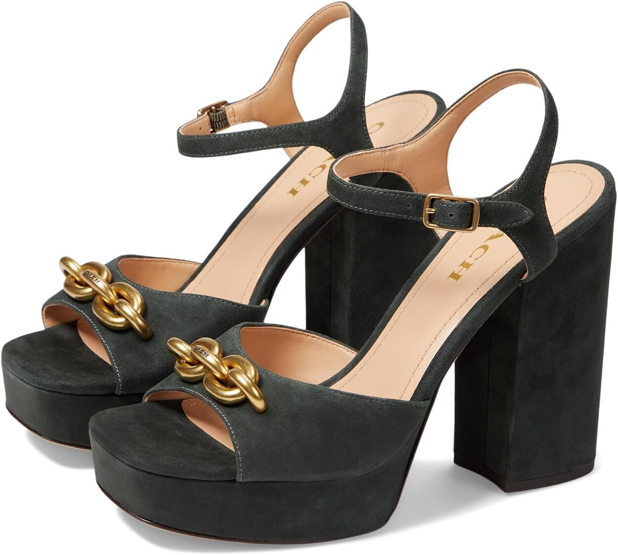 

Босоножки Nicolette Suede Sandal COACH, цвет Amazon Green