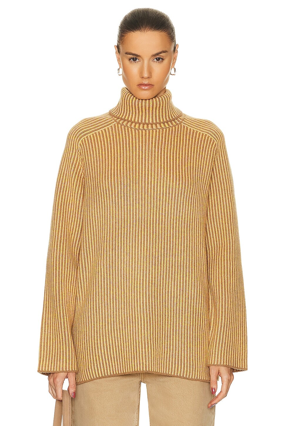 Свитер Guest In Residence Tri Rib Turtleneck, цвет Almond, Coral, & Yellow свитер guest in residence shrunken crew top цвет steel