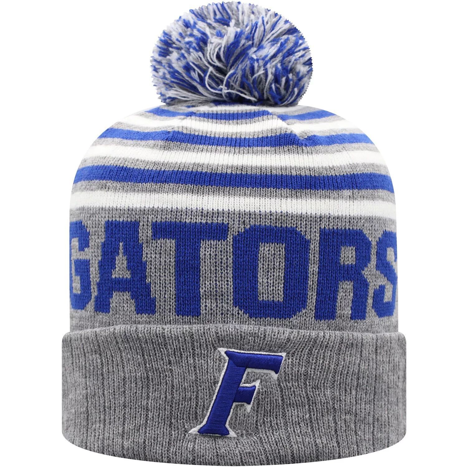 

Мужская вязаная шапка с манжетами и помпоном Top of the World серого цвета Florida Gators Ensuing