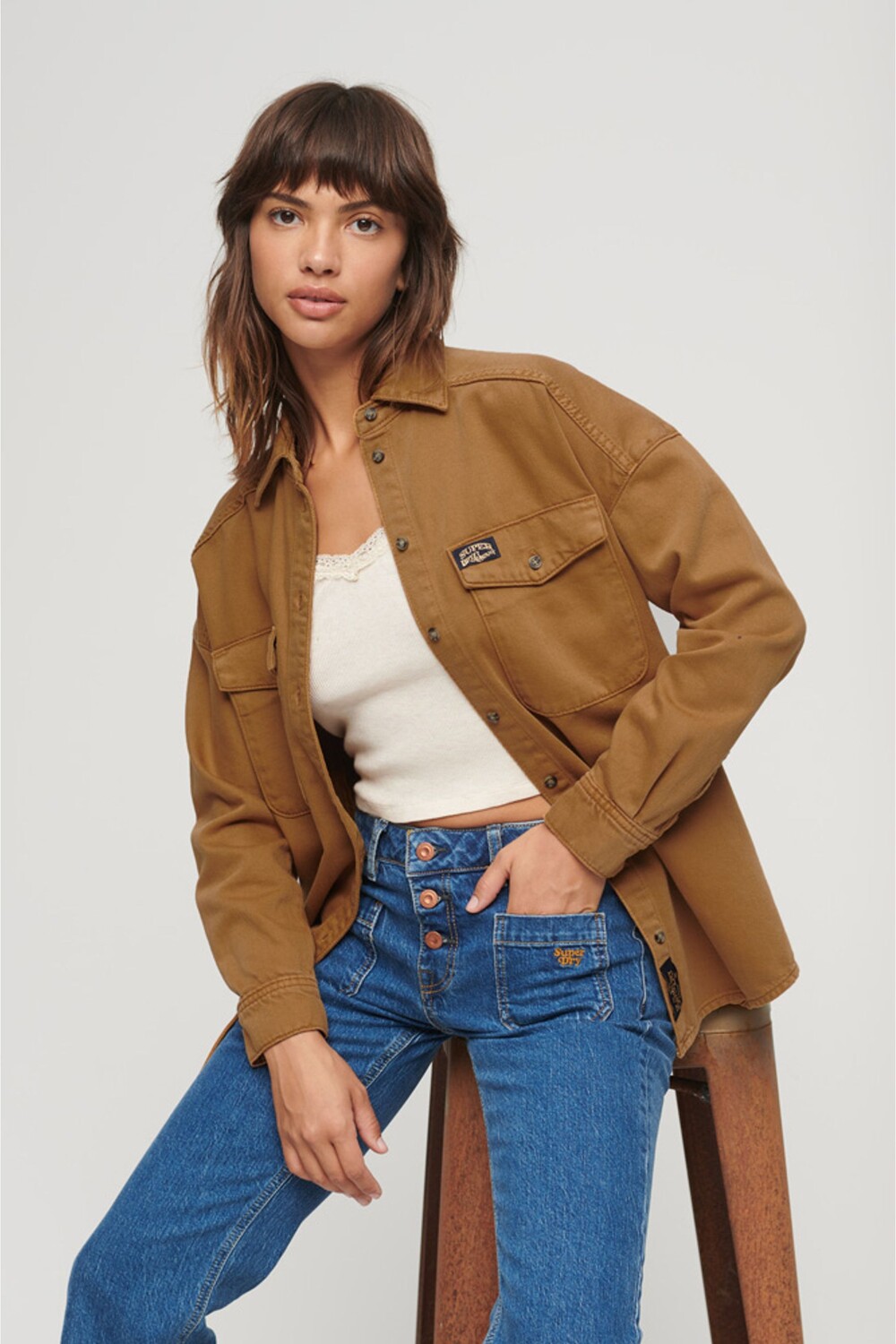 

Джинсовая рубашка Superdry, коричневый