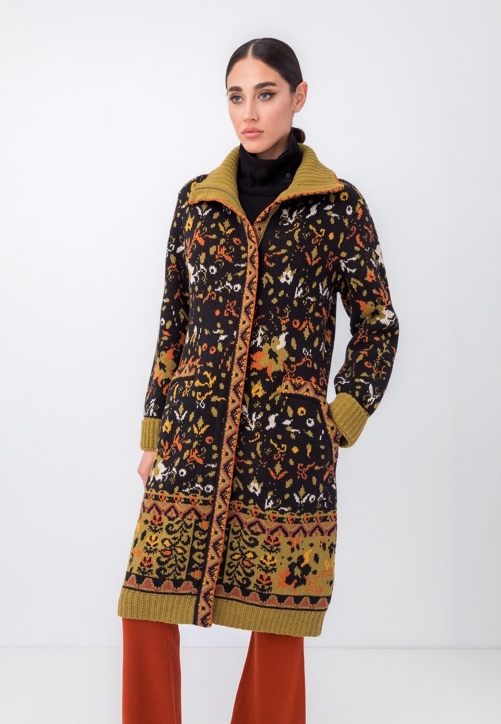 Кардиган Jacquard Floral Pattern Ivko, цвет tabac