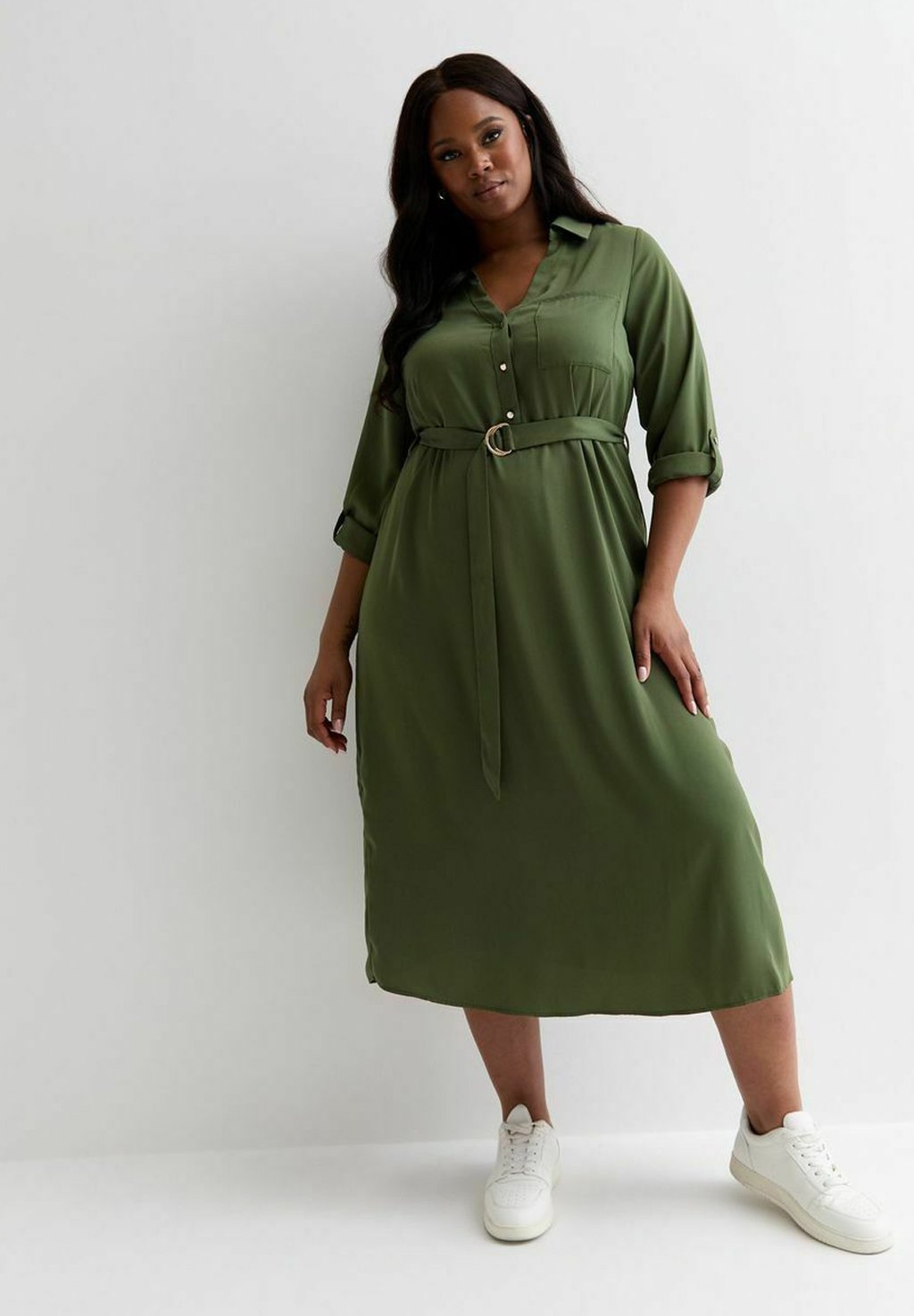 Платье-блузка New Look Curves, цвет khaki