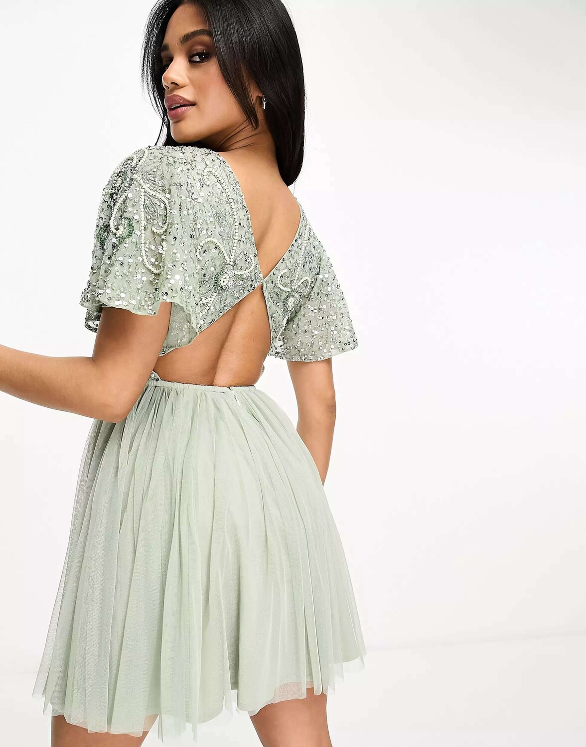 

Мини-платье Beauut Bridesmaid с открытой спиной, цвет Sage Green