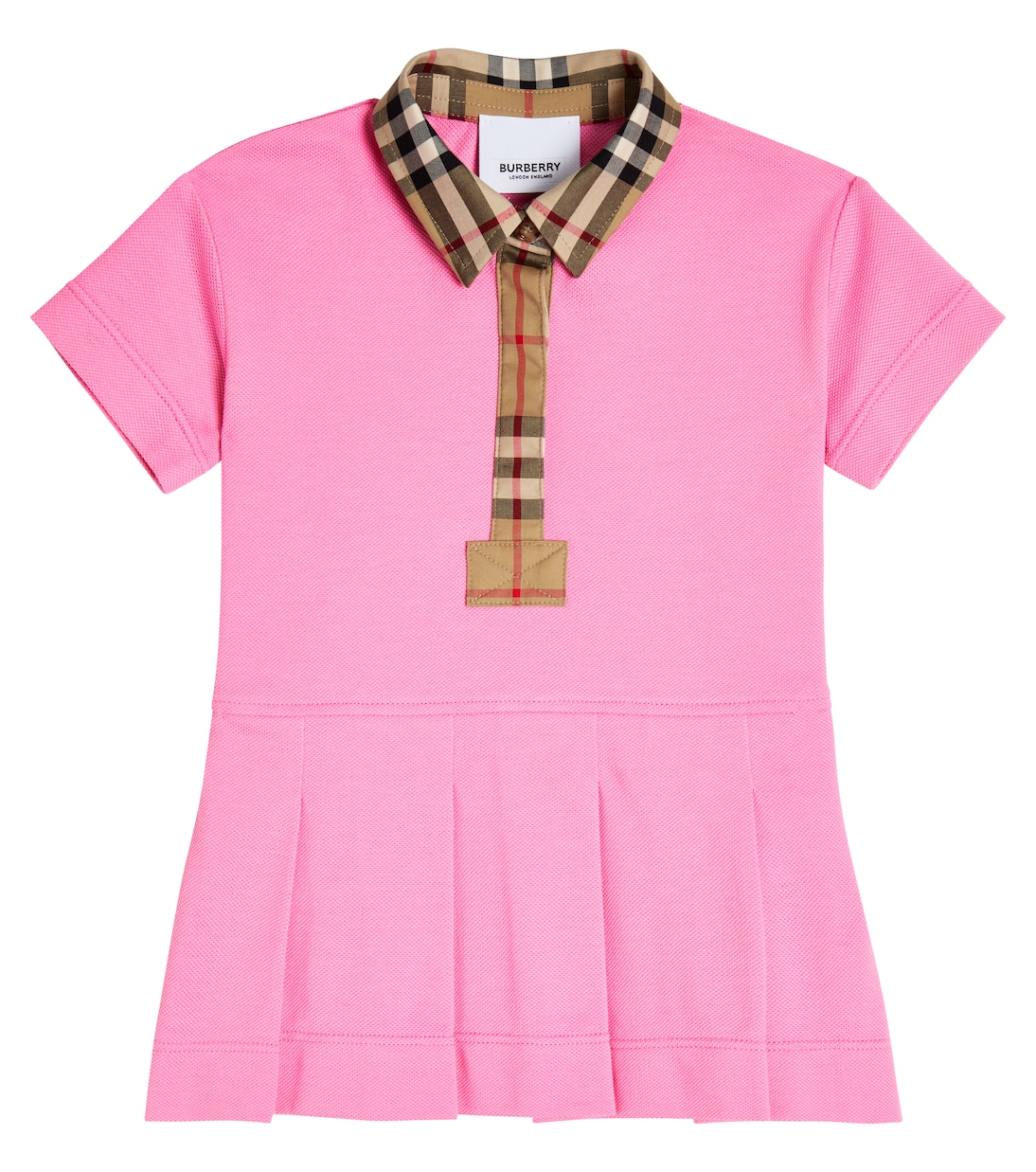 Детское хлопковое платье в клетку в винтажную клетку Burberry Kids, розовый