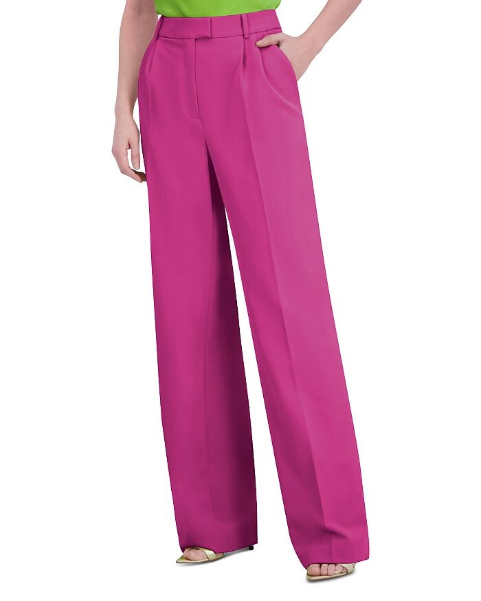 

BCBGMAXAZRIA Прямые брюки со складками, розовый