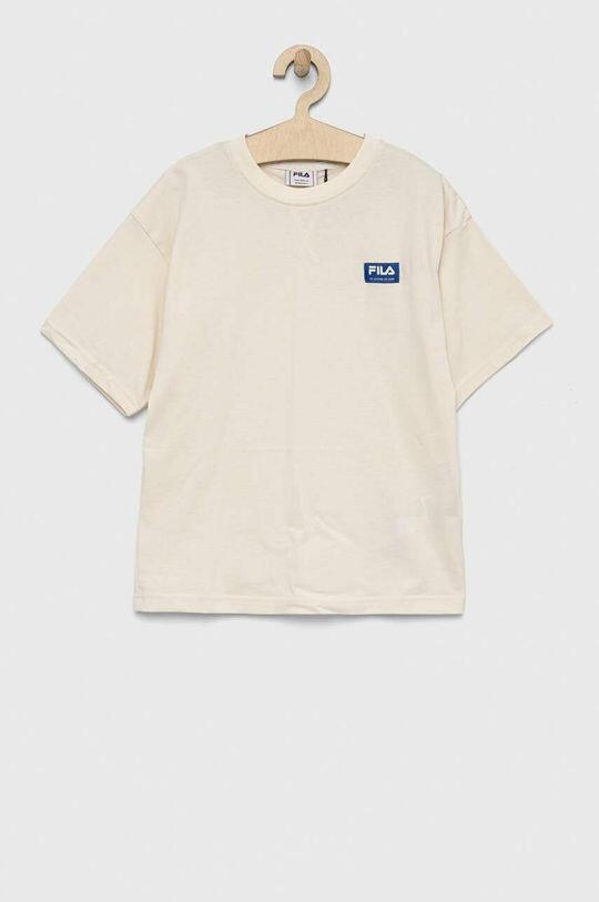 

Детская хлопковая футболка Fila, бежевый, Белый
