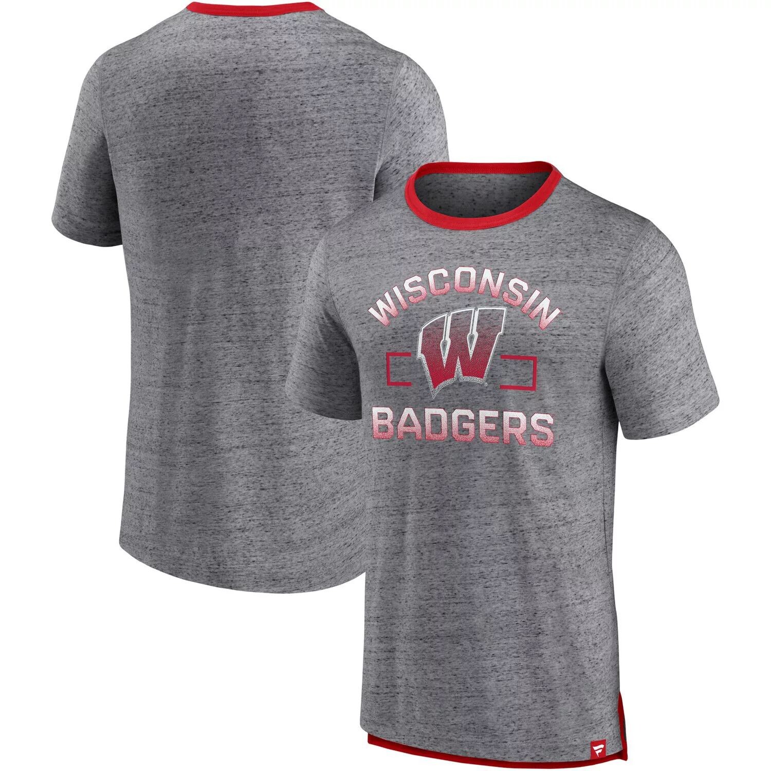 

Мужская футболка с логотипом Fanatics Heathered Grey Wisconsin Badgers Personal Record