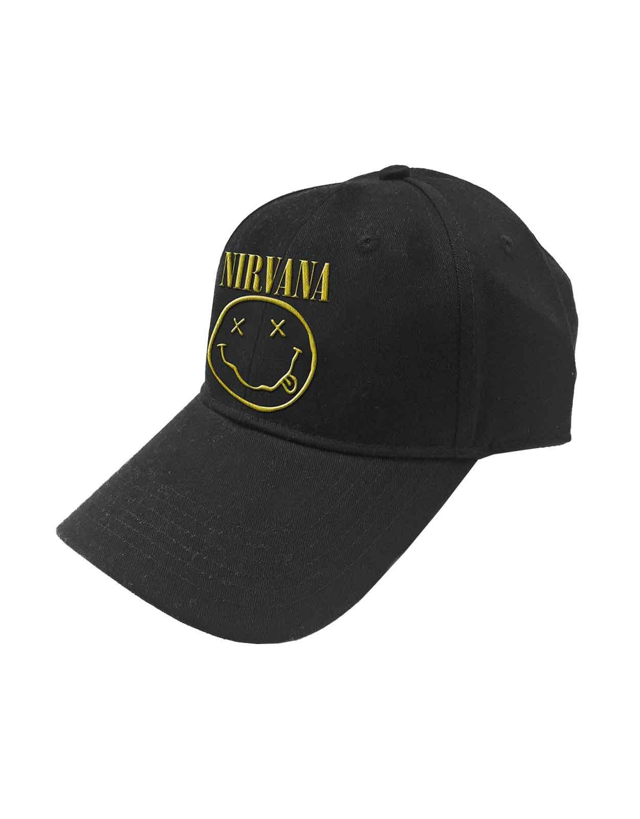 цена Бейсбольная кепка с логотипом и улыбкой на спине Nirvana, черный