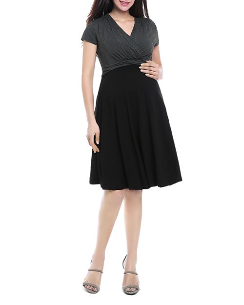 Двухцветное платье для беременных Sarah Kimi & Kai, цвет Black
