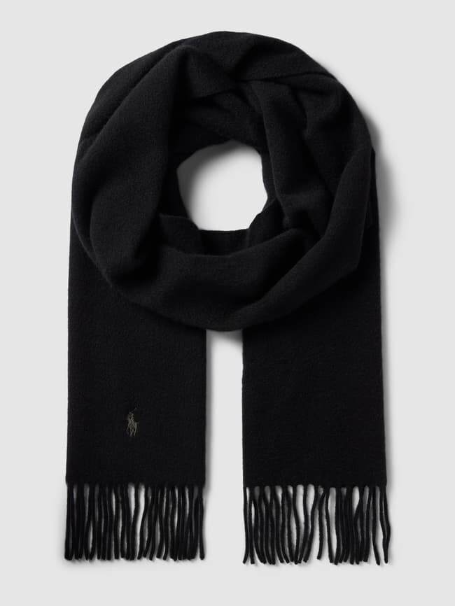 

Кашемировый шарф с бахромой Polo Ralph Lauren, черный