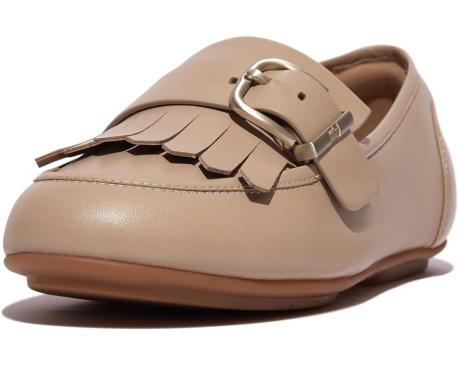 

Туфли на плоской подошве FitFlop Allegro Fringe Buckled Leather Loafers, цвет Latte Beige