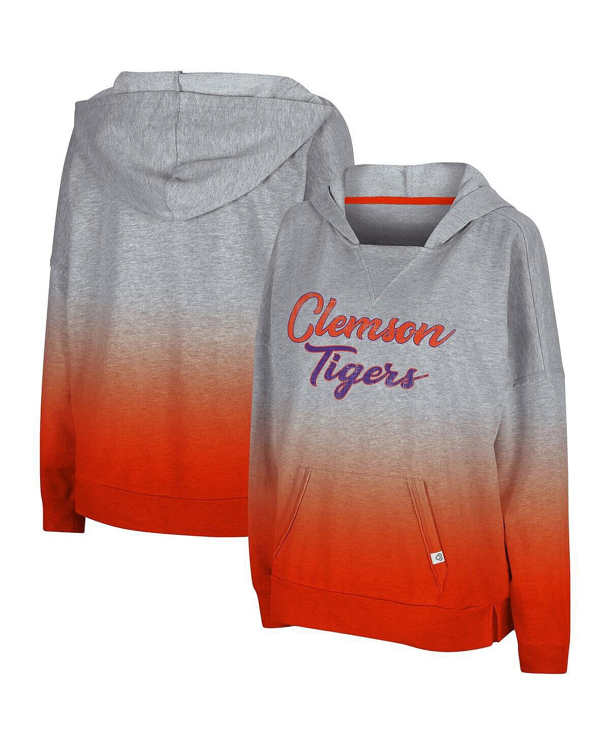 

Женский серый пуловер с капюшоном Clemson Tigers On Wednesdays Dip-Dye Colosseum