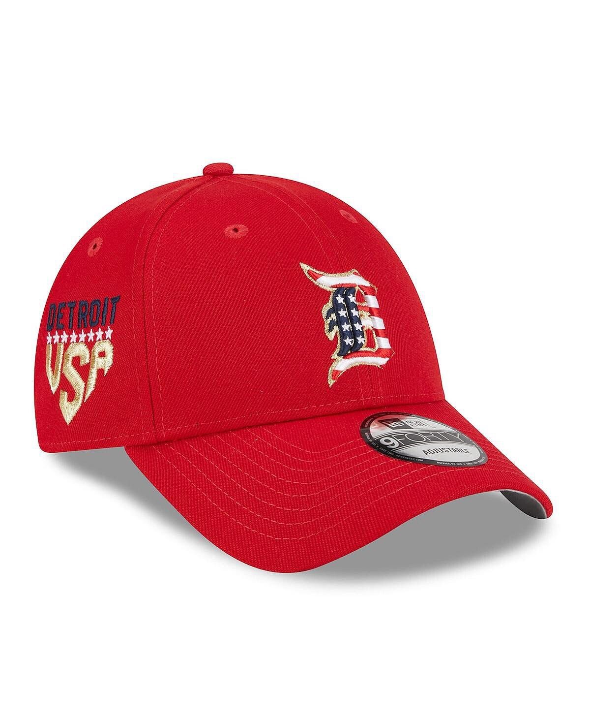

Мужская красная регулируемая кепка Detroit Tigers 2023 Четвертое июля 9FORTY New Era