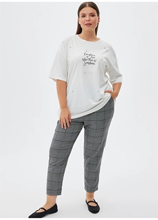 

Однотонная женская футболка цвета экрю с круглым вырезом Luokk