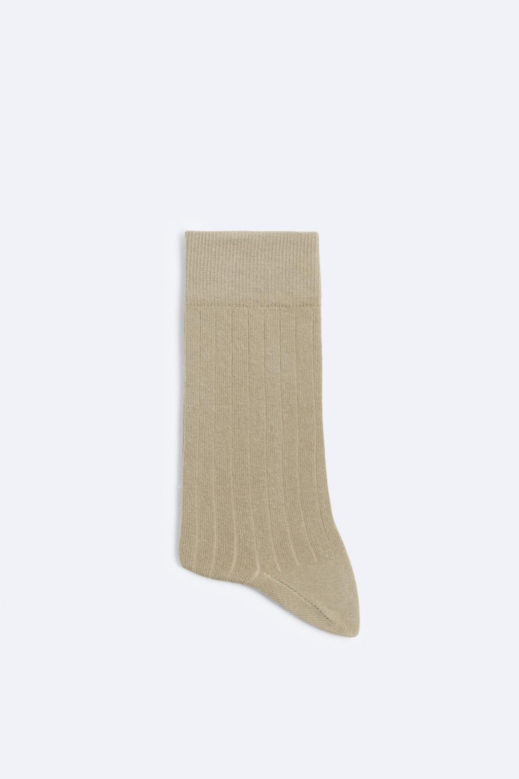 Носки в ребрику ZARA, бежевый носки в ребрику zara серый