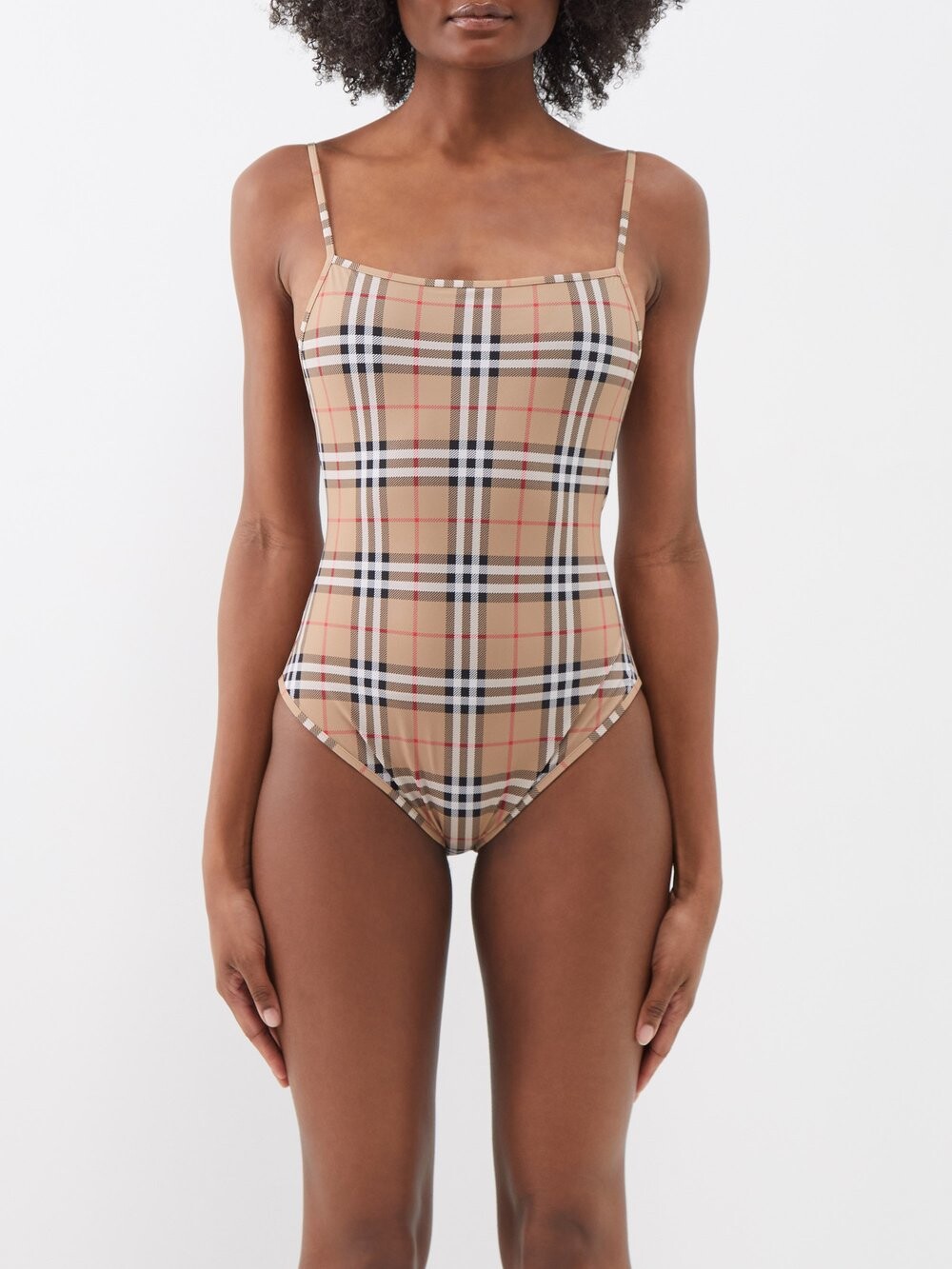 

Купальник в клетку винтаж Burberry, бежевый