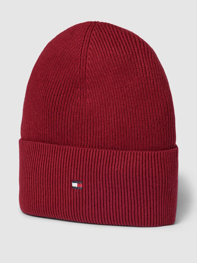 

Шапка с пришивной этикеткой модель Essential Tommy Hilfiger, бордо
