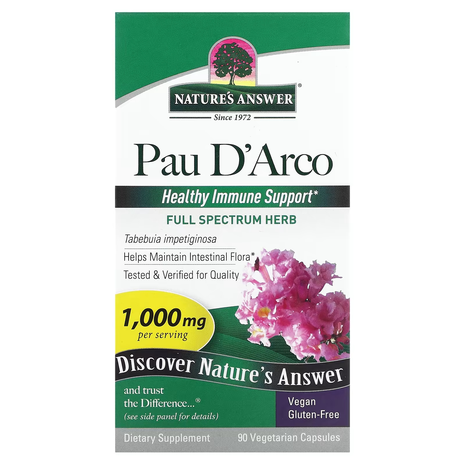 Пищевая добавка Nature's Answer Pau D'Arco 1000 мг, 90 капсул