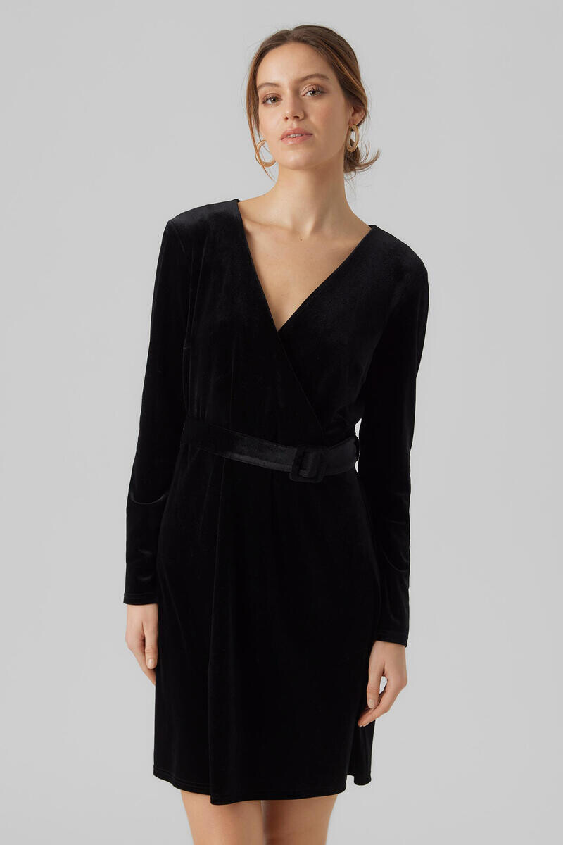 

Короткое бархатное платье с эффектом бархата Vero Moda, черный