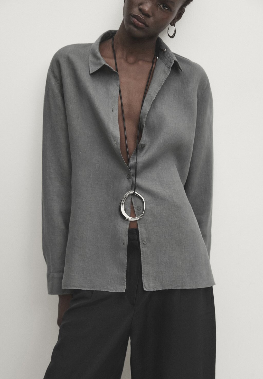 

Блузка-рубашка Massimo Dutti, цвет grey